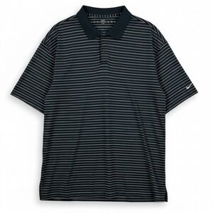 Nike Golf Polo Shirt Mens XXL Navy Stripe Short Sleeve Performance